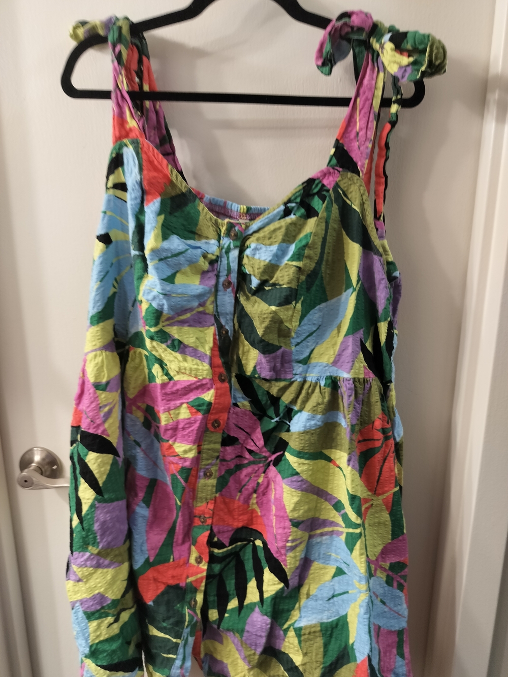 Terra & Sky Multi-Color Tropical Leaf Print Sundress